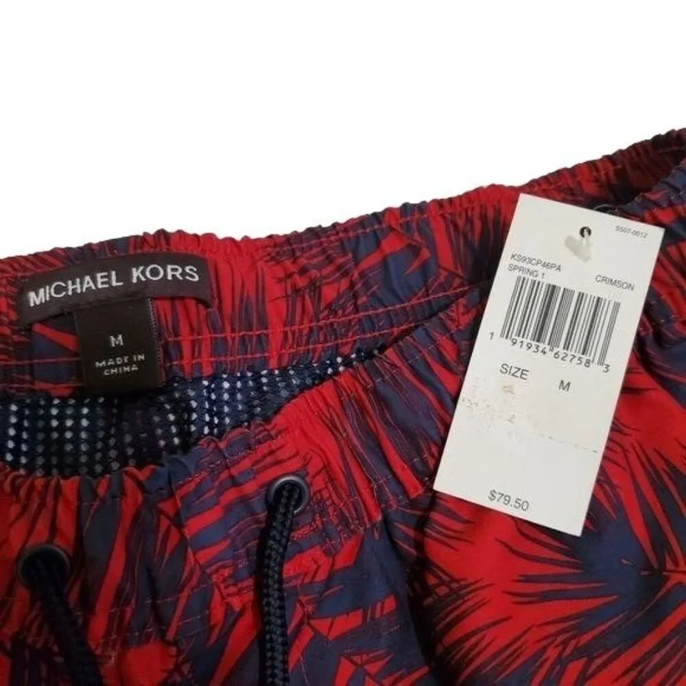 Michael Kors men's shorts mesh lined Swim trunks Red Size‎ Medium drawstring nwt